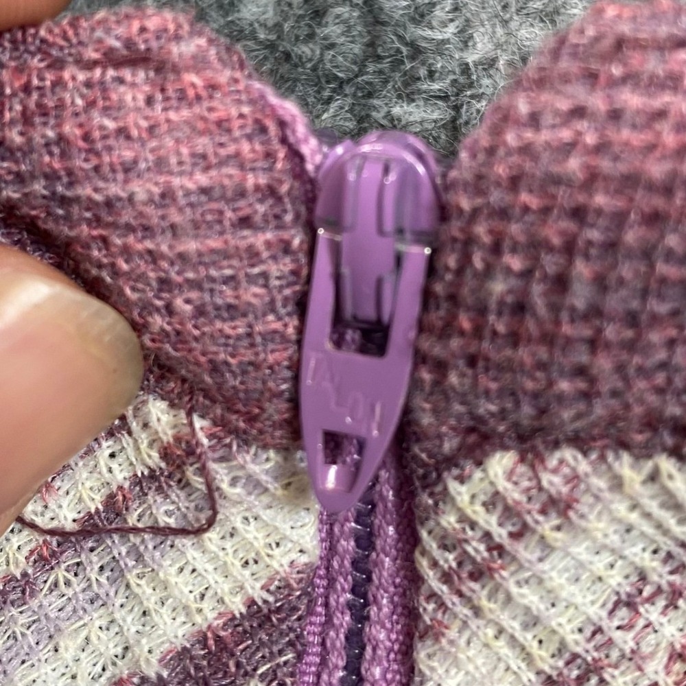 Vintage 70s Purple Diagonal Stripe Knit Midi Dress Long Sleeve Talon Zipper - Picture 10 of 12